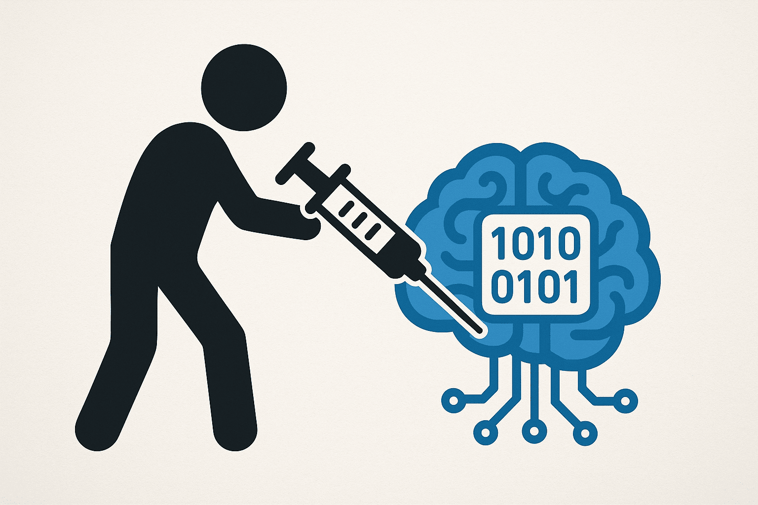 Rappresentazione di un attacco di prompt injection su un modello di intelligenza artificiale